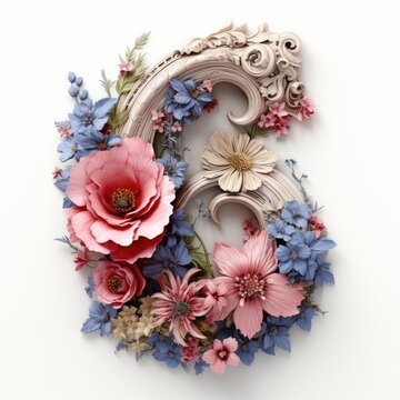 English alphabet letter enchanting flower ornate