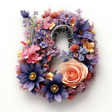 English alphabet letter enchanting flower ornate
