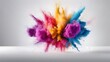 © M DESIGN STUDIO - colorful rainbow holi paint color powder explosion isolated on white background.