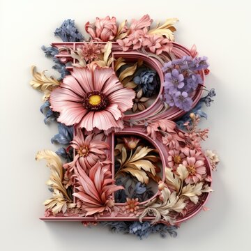 English alphabet letter enchanting flower ornate