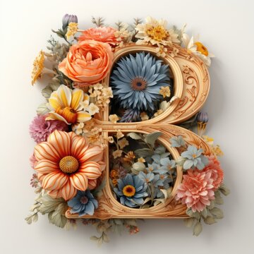 English alphabet letter enchanting flower ornate