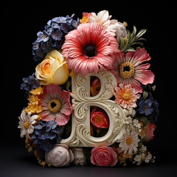 English alphabet letter enchanting flower ornate