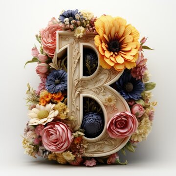 English alphabet letter enchanting flower ornate