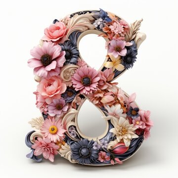 English alphabet letter enchanting flower ornate