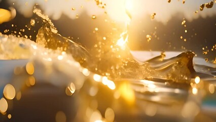 Poster - Golden Liquid Splash in Sunlight Generative AI