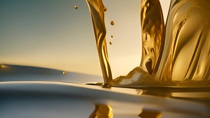 Poster - golden liquid splashing into water generative ai