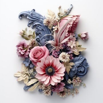 English alphabet letter enchanting flower ornate