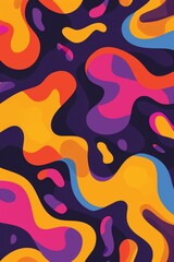 Fluid dynamic liquid flow with vibrant abstract shapes, puzzle maze design, minimalist seamless pattern