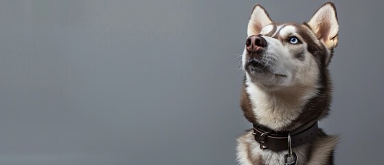Close up of dog wearing collar
