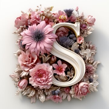 English alphabet letter enchanting flower ornate
