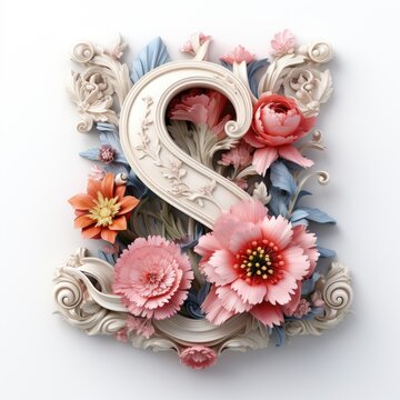 English alphabet letter enchanting flower ornate