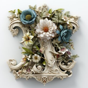 English alphabet letter enchanting flower ornate