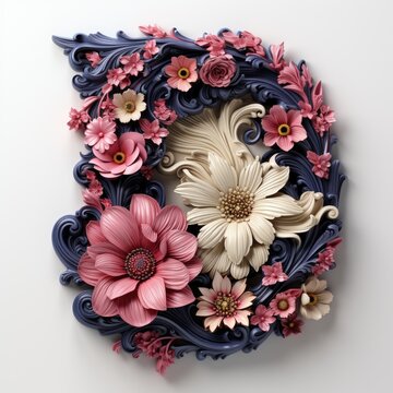 English alphabet letter enchanting flower ornate