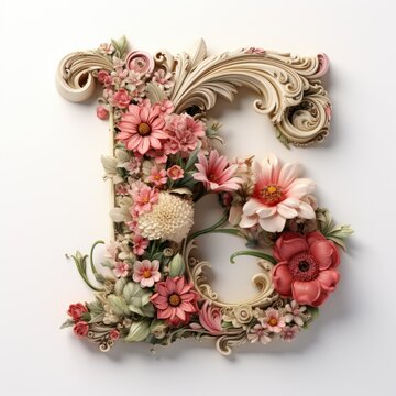 English alphabet letter enchanting flower ornate