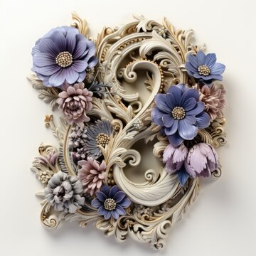 English alphabet letter enchanting flower ornate