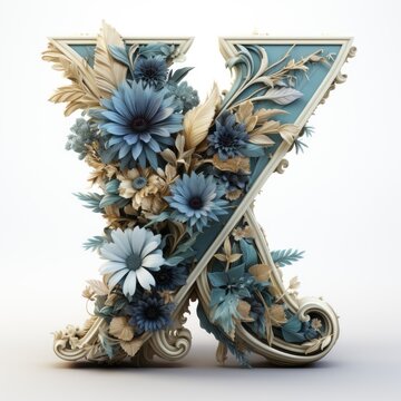English alphabet letter enchanting flower ornate
