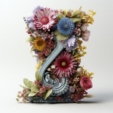 English alphabet letter enchanting flower ornate