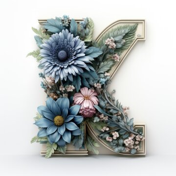 English alphabet letter enchanting flower ornate