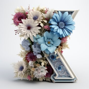 English alphabet letter enchanting flower ornate