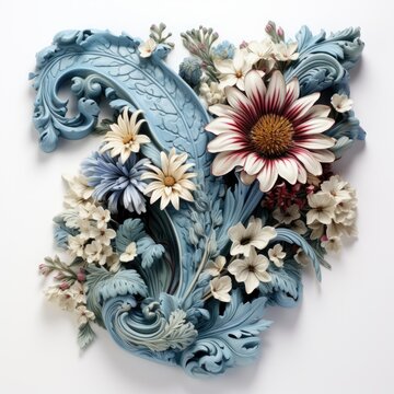 English alphabet letter enchanting flower ornate