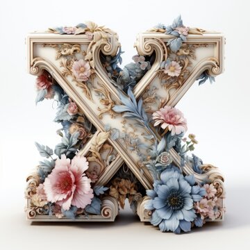 English alphabet letter enchanting flower ornate