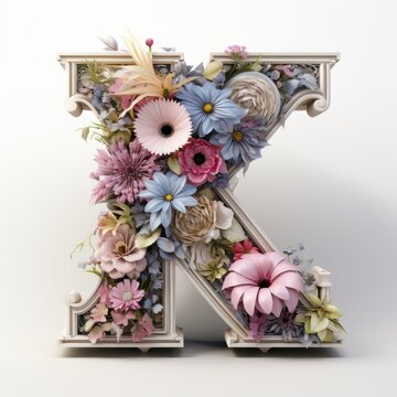 English alphabet letter enchanting flower ornate