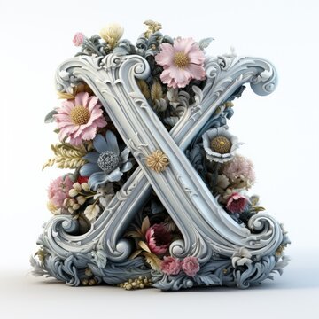 English alphabet letter enchanting flower ornate