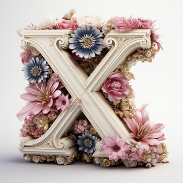 English alphabet letter enchanting flower ornate