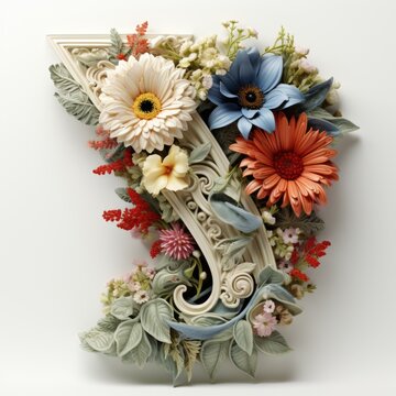 English alphabet letter enchanting flower ornate