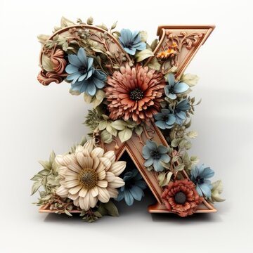 English alphabet letter enchanting flower ornate
