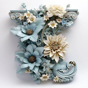 English alphabet letter enchanting flower ornate