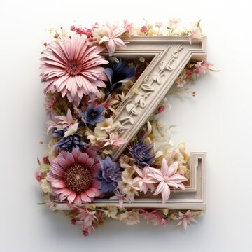 English alphabet letter enchanting flower ornate