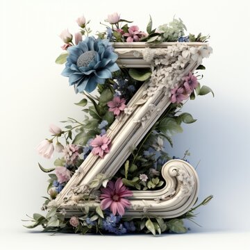 English alphabet letter enchanting flower ornate