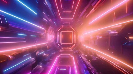 Poster - Futuristic Neon Tunnel Generative AI