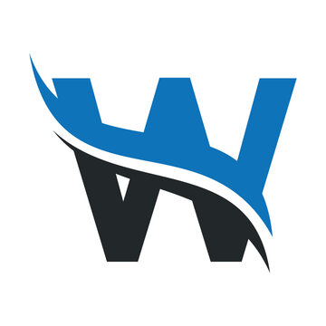 Initial Water Logo combine with letter W vector template