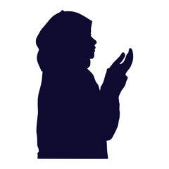 Wall Mural - Muslim Praying Silhouette in Flat Style. Isolated Black Silhouette on White Background.