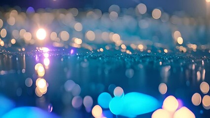 Poster - Golden Lights On Blue Surface Generative AI