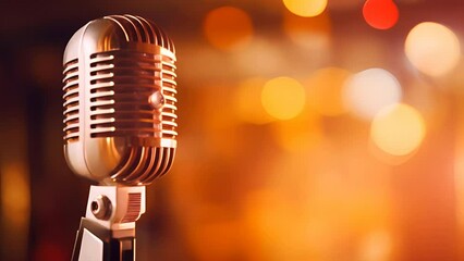 Poster - Vintage style microphone, blurred light background
