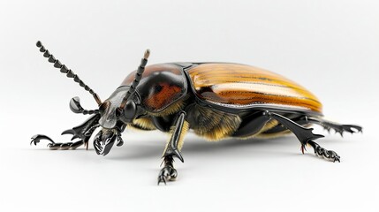 Wall Mural - close up of a beetle on a white background