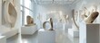 A panoramic shot of a contemporary gallery displaying a curated selection of minimalist sculptures that challenge traditional forms and materials. 