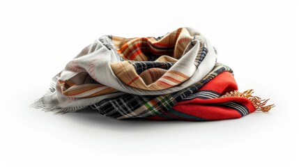 pile of scarves on a white background