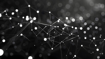 Poster - Abstract background. Connecting dots and lines on dark background. 3D rendering. 4k