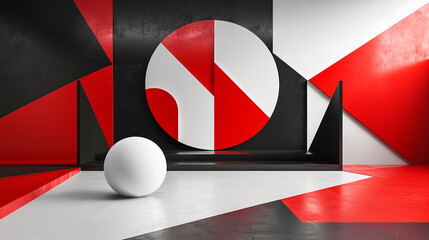 Wall Mural - geometric presentation design with red white black concept