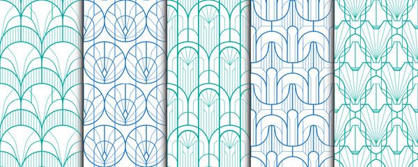 Wall Mural - set of art deco seamless pattern background , abstract pattern background decorative graphic design 