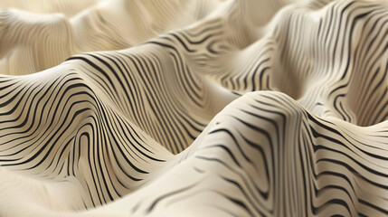 Poster - 3D rendering of a wavy surface with alternating light and dark stripes, creating an optical illusion of depth and movement