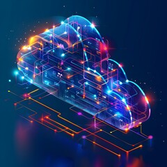 Wall Mural - Vibrant of Interconnected Cloud Computing Services and Applications
