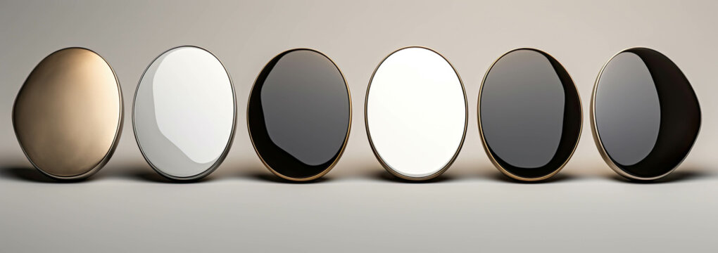 Oval black and white geometric shapes elements designed for web or social media