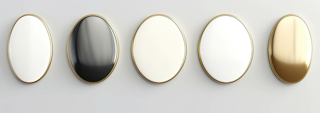 Oval black and white geometric shapes elements designed for web or social media