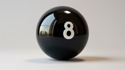 A solitary magic eight ball on a white background