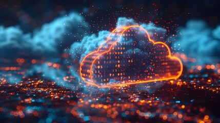 Futuristic Cloud Shaped Binary Data Storage and Computing Concept